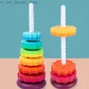 Sorting Nesting Stacking toys Rainbow Ring Tower Stapelring Blocks Spinning Toy PP Toddler Kids Toys Infant Q231219