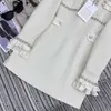 Work Dresses Designer Autumn/Winter New CH Sweet and Gentle Ruffle Edge Knitted Standing Neck Dress 1ONG
