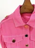 Robe de deux pièces de haute qualité de luxe rose denim shorts costume tenue mode streetwear 2 pièces femmes veste courte shorts correspondant ensemble 231216