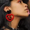Trendy Jewelry Acrylic Fire Red Heart Large Earrings for Womens Pendientes Flame Drop Earring Oorbellen Brincos241S