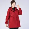 Women's Trench Coats Lining Windbreaker Coat Oversized 9xl Spring Fashion Cotton Hooded Jacket Loose Casual Female Long Overcoat