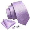 Cravates Cravates Cravates Mâle Cadeau Soie Hommes Cravate Ensemble Violet Violet Solide Paisley Rayé Mariage Affaires Pour Homme Cravate Handky Boutons De Manchette B Dh5NZ