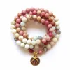 108 Mala Rhodonite équilibre Bracelet Rhodonite nouveau Design Bracelet de Yoga pour femmes guérison cadeau spirituel ite Bracelets Y200730210T