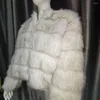 Kvinnorjackor Kvinnor Polyester Jacket Stylish Imitation Coat for Ladies Faux Fur Elegant Solid Color Autumn