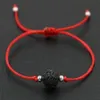 ship 50pcs lot Natural Lava Stone Black Red Thread Rope String Briad Lucky Gift Bracelets Adjustable Bracelets 281Y