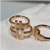 Letter Open Ring Double Diamond Set Bare Everything Fashion Adjustment Factory Direct SalesAUZM