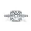 AINUOSHI Trendy argento sterling 925 1/25 CT taglio rotondo Halo anello di fidanzamento diamante simulato matrimonio argento anelli quadrati gioielli Y1752