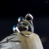 حلقات الكتلة 2023 S925 Sterling Silver المجوهرات الأنيقة والأنيقة Phoenix Stone مع Lapis Lazuli Women's Ring