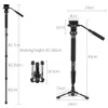 Аксессуары Yunteng VCT588 TPEROD MONOPOD Extendable Telecoping с съемной подставкой для штатива базовый перетаскивание жидкости для камеры камеры