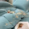 Bedding Sets High-grade European Embroidery 60 Thickened Pure Cotton Ground Wool Four-piece Set Autumn And Winter Quilt Sheets