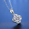 Chaînes MILAMISS 925 Sterling Argent Excellente Coupe 1CT D Couleur Trèfle à Quatre Feuilles Moissanite Pendentif Collier Femmes Fine Bijoux