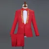 Tenue de spectacle, col debout pour hommes adultes, chanteur à paillettes, Costume d'hôte, chorale de scène, robe pour hommes, ensemble de costumes