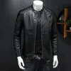 Männer Pelz Faux Frühling Herbst Motorrad Leder Jacke Stehkragen Solide Weiß Jacken Trend Winddicht Streetwear Outwear 231218