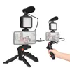 Tripods Smartphone Vlog Kit Mini LED Video Light Cardioid Microphone Extendable Phone Clip Tripod for Live Stream Shooting 231216