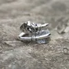 Cluster Rings Ring Real 925 Sterling Silver Men Women Adjustable Feather Vintage Fine Jewelry 2023 Drop R28