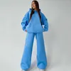 Pantalon deux pièces pour femmes, couleur unie, sweat-shirt à capuche avec poches, costume deux pièces décontracté, mode automne-hiver 2024