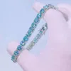 Heißer Verkauf Sommer Farbe Blau Grün Moissanit Tennis Halskette S925 Sterling Silber Tennis Armband Blau Moissanit Tennis Kette