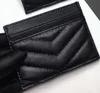 Luxury Designer Card Holder Wallet Short Case Purse Quality Pouch Quilted äkta läder Y Womens Men Purses Mens Key Ring Credit Coin Clutch Mini Bag Brown Canvas