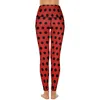 Calças ativas vermelhas e pretas polka dot leggings polkadots vintage cintura alta yoga estiramento legging feminino design fitness esportes collants