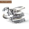 Cluster Rings Ring Real 925 Sterling Silver Men Women Adjustable Feather Vintage Fine Jewelry 2023 Drop R28
