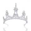 Hair Clips Eiffel Tower Pattern Pearls Wedding Crown For Bride Tiaras Rhinestone Jewelry Crystal Women Headband Girls Headwear
