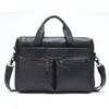 Briefcases Men Handbag Genuine Leather Briefcase Laptop Computer Bag Crossbody Shoulder High Quality Messenger