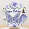 Party-Dekoration, Tischdeckenfabrik, Schmetterling, runder Hintergrund, Abdeckung für Pografie, rosa Blume, Prinzessin, Mädchenkreis, Happy Birthday-Banner