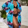 Damen Bademode 2024 Tops Boho Lose Coverups Strand Schwimmen Bikini Strickjacke Badeanzug Cover Ups Bluse Resort Wear