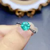 Clusterringen 925 sterling zilver natuurlijke groene Paraiba Solitaire Ring eenvoudige verlovingsbruiloft voor vrouwen