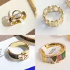 Fashion Designer 18K Gold Plated Band Rings Luxury Women Brand Letter Stainless Steel Ring Inlaid Crystal Lovers Wedding Christmas Jewelry Accessory