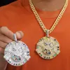 Nova moda amarelo branco banhado a ouro completo bling cz gelado grande pingente colar para homens mulheres moda bar dj hip hop jóias