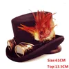 Berets kawa steampunk top hat wełna kobiety mężczyźni fedora ręka okulary ręczne okulary piórkowe magiczne cosplay imprezowe czapki kropla