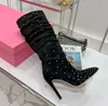 Luksusowa marka butotynto buty dla kobiet wskazane palce kryształowe diamenty Dekro moda moda zachodnie buty designerskie panie eleganckie seksowne zimowe buty chelsea butów żeńskie buty