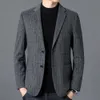 Woolen Men's Suit Jacket, vår- och höstens modetopp, nya mäns avslappnade lilla kostym, pappas affärstrend