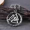 Never Fade Uomo Acciaio inossidabile Vichingo Autodivoratore Ouroboros Valknut Amuleto Collana con ciondolo drago con scatola di legno vichinghi Neckl282d