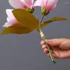 Decorative Flowers 1pc 3Sticks Tied PU Magnolia Simulation Bouquet Potted Home Living Room Dining Table Decoration Artificial Flower High