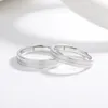 Wedding Rings 100% S925 Sterling Silver Couple Ring for Men and Women Super Sparkling Sky Star Plain Ring Pair Valentine's Day Gift 231218