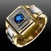 Anneaux Anneau d'or multi-rose pour hommes / femmes Natural 1 Carat Sapphire Diamond Bijoux Anillos de Bizuteria Anillos Boneaux de pierre de pierre