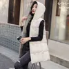 Coletes femininas jaqueta de inverno mulheres 2023 sem mangas com capuz acolchoado super casacos coreano moda cardigan atacado 231218