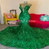 Glitter Green Sequin Deniz Kızı Balo Elbisesi Kolsuz Siyah Kızlar Akşam Elbise Süpürme Tren Gök Dair Doğum Günü Resmi Durum Durumu Durumu Vestidos De Gala 2024