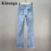 Jeans pour femmes Hippie Micro Flare Fille Coréenne Sauvage Taille Haute Clouté Strass Demin Trompette Pantalon All-Match Rétro Boot Cuts Femmes