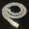 Högkvalitativ Iced Out Cuban Necklace Pass Diamond Tester VVS Moissanite Hip Hop Jewelry Cuban Armband 15mm 925 Sterling Silver Cuban Links