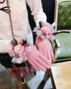 Fem fingrar handskar kashmir bowknot camellia mink päls boll koreanska mode damer vinter varm pekskärm a404 231216