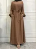 Roupas étnicas Ramadan Abaya Dubai Muçulmano Hijab Vestido Nida Básico Cinto Fechado Abayas para Mulheres com Bolsos Turquia Islâmica Kaftan Robe