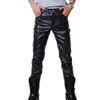 Мужские брюки узкие блестящие золотые, серебристые, черные, из искусственной кожи, мотоциклетные, мужские, для ночного клуба, сцены для певцов, танцоров, повседневные брюки 231218