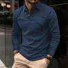 Men's T Shirts Fashion Spring And Autumn Casual Long Sleeve Button Solid Color Shirt Top Blank Mens Tall A