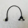 90 graden USB Type A haaks mannelijk naar USB A vrouwelijk adapterkabel schroeven paneelmontagedraad met zwart 30cm