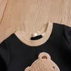 Rompers Spring And Autumn Boys And Girls Cute Cartoon Teddy Bear Short Plush Embroidered Long Sleeve Baby BodysuitL231114