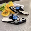 Slippers Print Women Suede Flats Mules Shoes 2024 Spring Designer Pointed Toe Slingback Sandals Walking Flip Flops Femme Slides