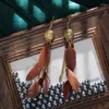 Boucles d'oreilles pendantes Vintage chaîne colorée gland bohème plume bijoux créatifs longs